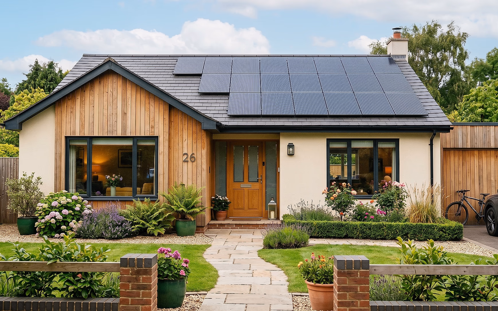 Solar panels on a south-facing British roof